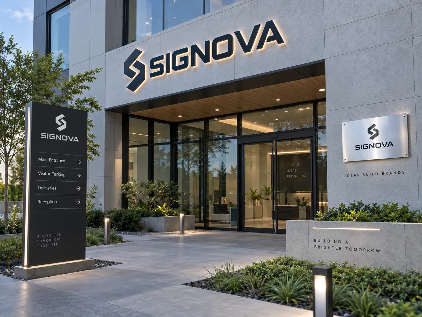Building entrance branding and signage