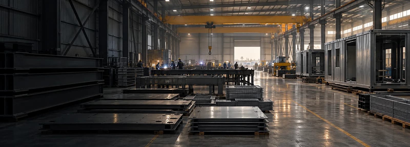 Active steel fabrication workshop with modular components